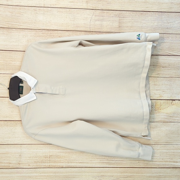 J. Crew Cream Long Sleeve Rugby Polo Shirt Medium - Picture 7 of 12